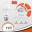 19W LED bulb, 3 stages, yellow, 1900 lumens