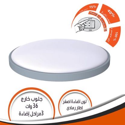 جلوب خارج الحائط أصفر 3 مستويات اطار رمادى