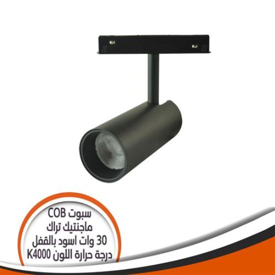 سبوت COB ماجنتيك تراك بالقفل - 30 وات - شكل أسود - أصفر فاتح