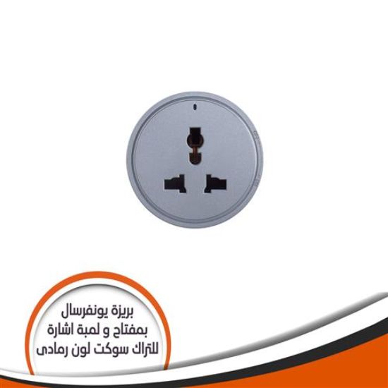 بريزة يونيفرسال بمفتاح ولمبة اشارة للتراك سوكت رمادى DS/16/HZ/9MDN8G