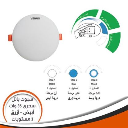 سبوت بانل سحرى 3 مستويات 36 وات أبيض و أزرق بدون أطار