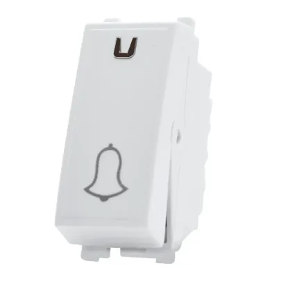 زر جرس مفرد أبيض 16A