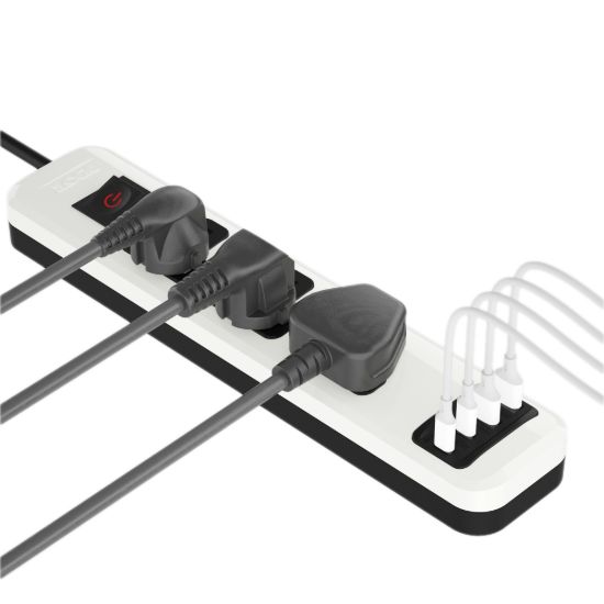 مشترك يونيفرسال 3 مخارج و4 منافذ USB، ‏2 USB-C و2 USB-A، شحن سريع، 2 متر - أصفر — صورة 8