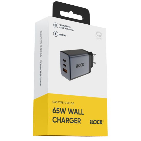 شاحن حائط سريع 65 وات، 2 USB-C ومنفذ USB-A