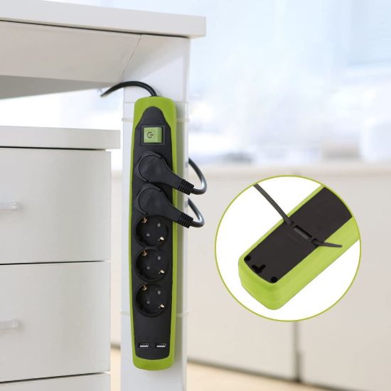 مشترك 5 مخارج و2 منفذ USB ‏2.1 أمبير بغطاء سيليكون — صورة 5