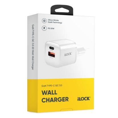 شاحن حائط سريع 20 وات، USB-A وUSB-C، ‏QC 3.0