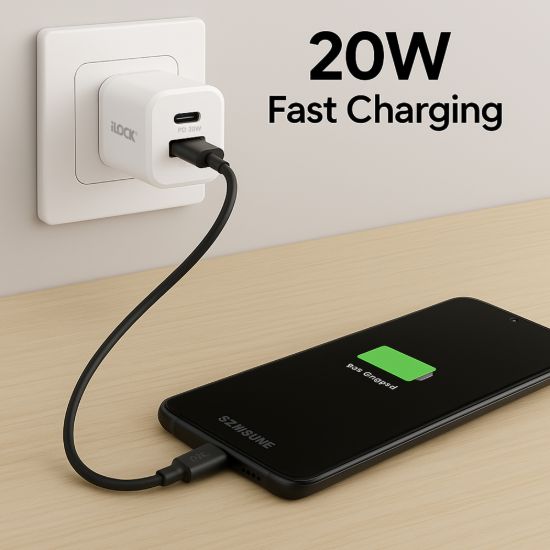 شاحن حائط سريع 20 وات، USB-A وUSB-C، ‏QC 3.0 — صورة 3