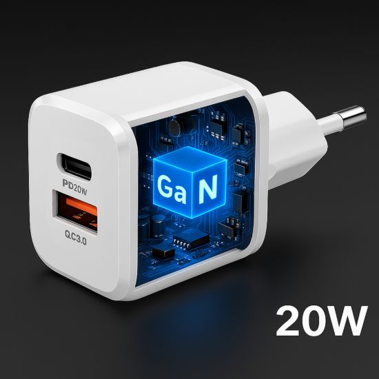 شاحن حائط سريع 20 وات، USB-A وUSB-C، ‏QC 3.0 — صورة 4