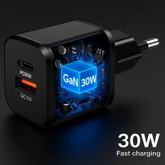 شاحن حائط سريع 30 وات، USB-A وUSB-C، ‏QC 3.0 — صورة 4