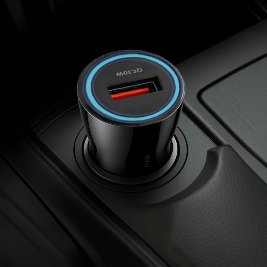 شاحن سيارة سريع 30 وات، USB-A، ‏Qualcomm Quick Charge 3.0، مؤشر ليد — صورة 3