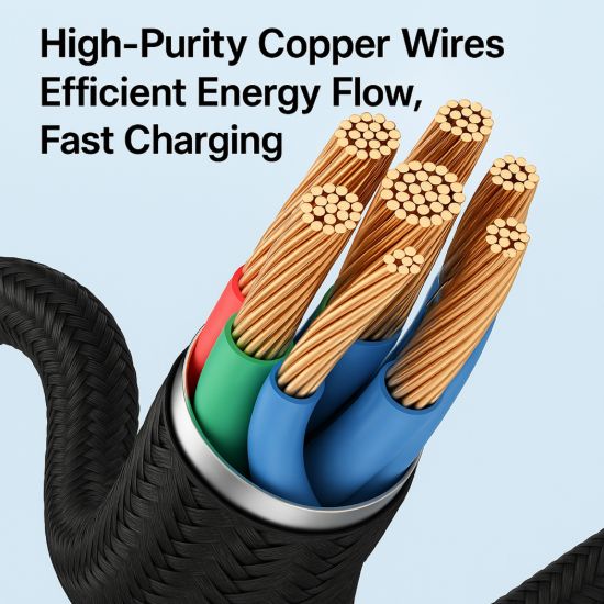 كابل شحن سريع 65 وات، USB-C إلى Type-C، مضفر فائق التحمل — صورة 7