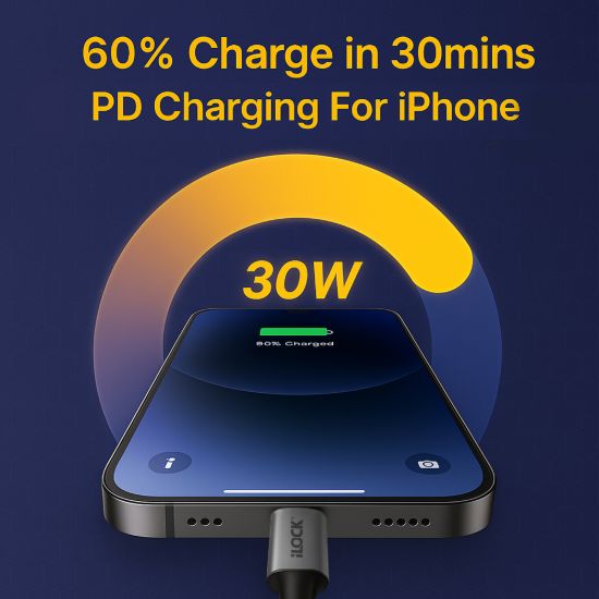 كابل شحن سريع 30 وات، USB-C إلى آيفون، مضفر فائق التحمل — صورة 5