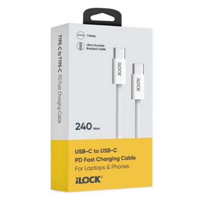 كابل شحن سريع 240 وات PD، ‏USB-C إلى USB-C، مضفر فائق التحمل