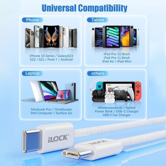 كابل شحن سريع 240 وات PD، ‏USB-C إلى USB-C، مضفر فائق التحمل — صورة 4