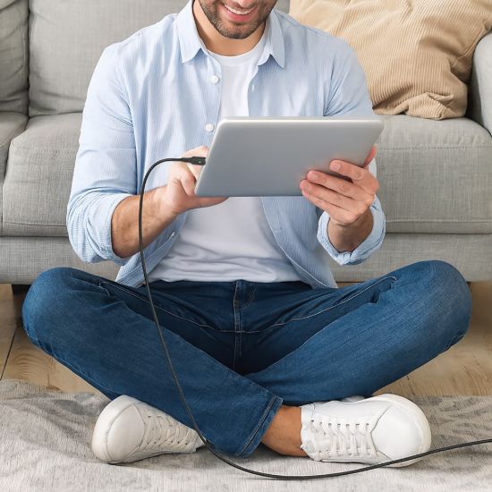 كابل شحن سريع 100 وات، USB-C إلى Type-C، مضفر بمؤشر ليد أخضر — صورة 3