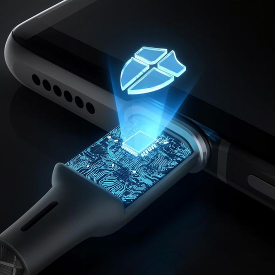 كابل شحن سريع 100 وات، USB-C إلى Type-C، مضفر بمؤشر ليد أخضر — صورة 6