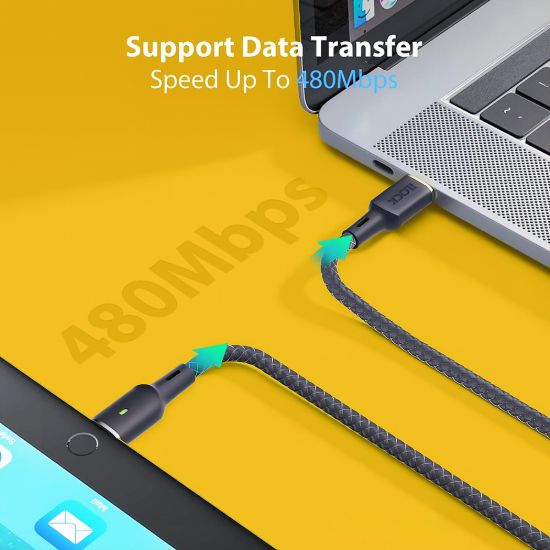 كابل شحن سريع 100 وات، USB-C إلى Type-C، مضفر بمؤشر ليد أخضر — صورة 7