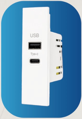 Merkel Electric USB-A and Type-C charging socket, 24 mm
